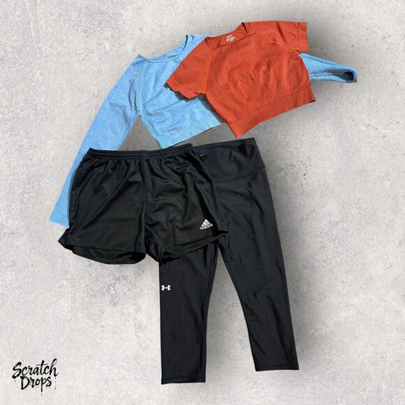 Women Activewear Bundle Size Med 5 Piece Set Gym Yoga Workout Pants Tops Shorts - Picture 5 of 5